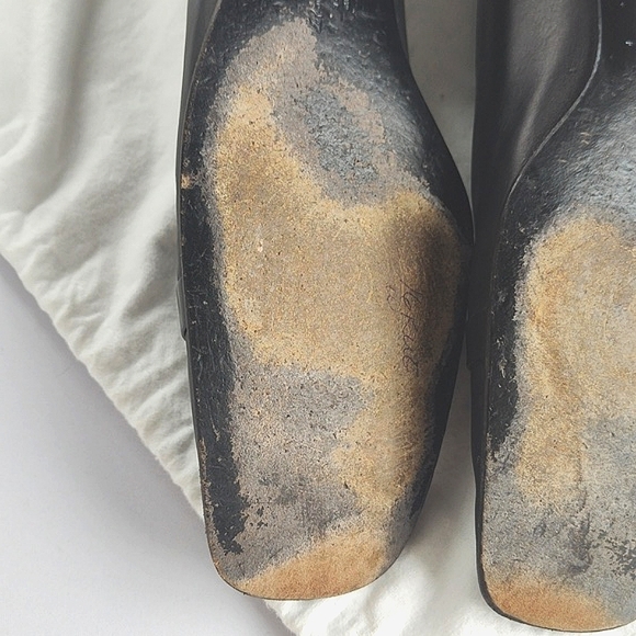 Vintage Salvatore Ferragamo Black Leather Pumps and Cloth Bag, Sz 10.5 Narrow - Picture 12 of 15